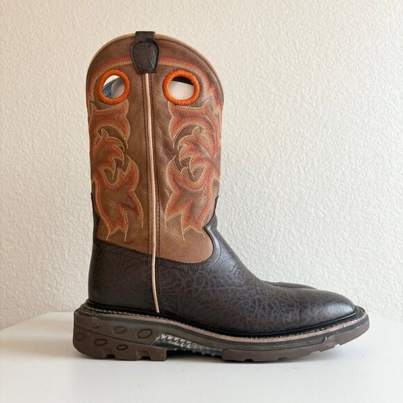 NEW Capitan Mens Cowboy Workboots Size 9D Western Brown Leather Square Toe Boots - Picture 2 of 10